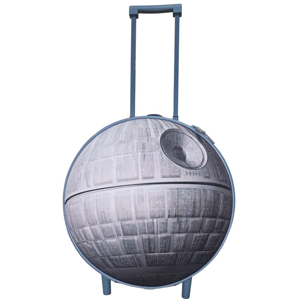Disney Store Star Wars Death Star Rolling Luggage Suitcase‎ Blue Faux Leather